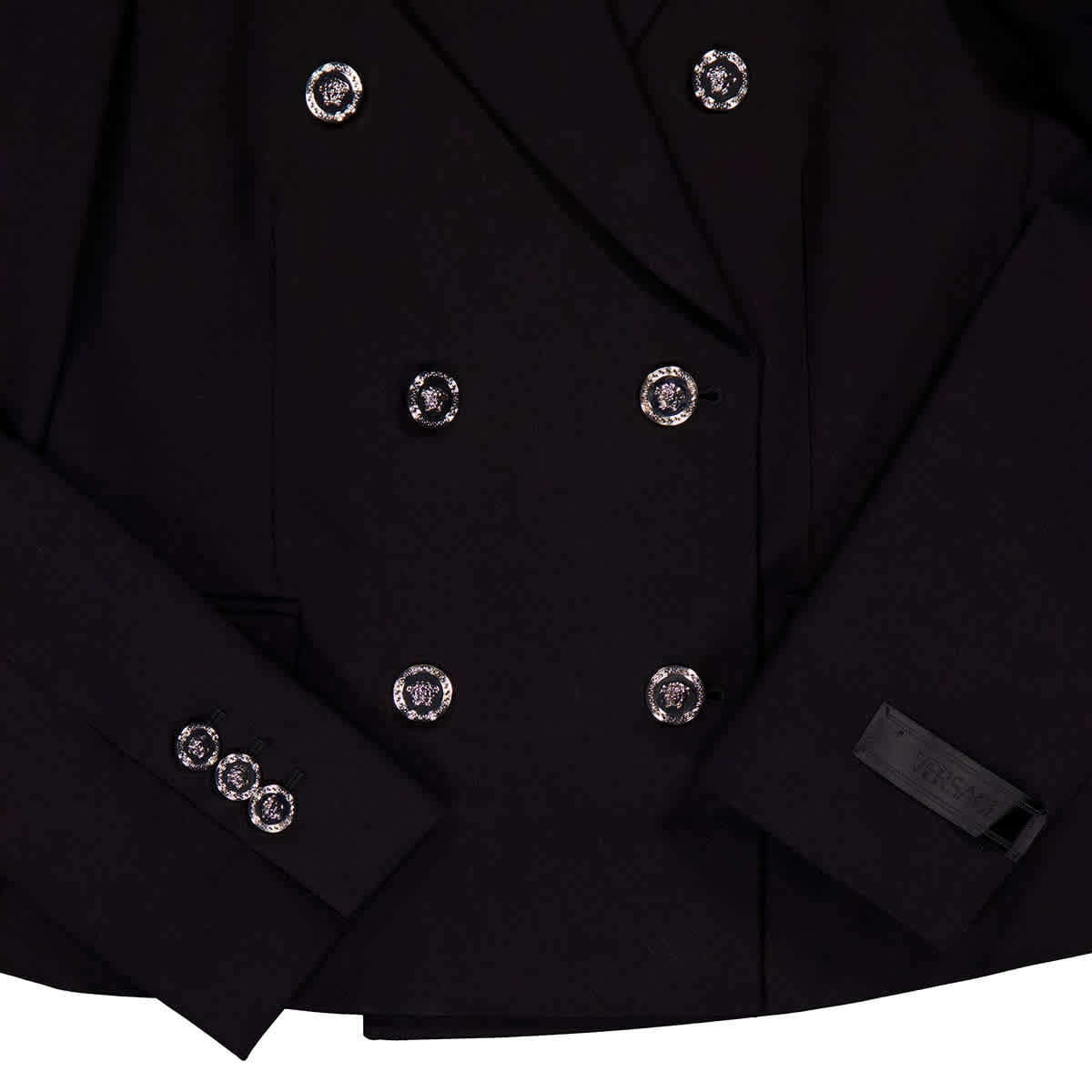 Versace Crop Double-Breasted Wool Blazer