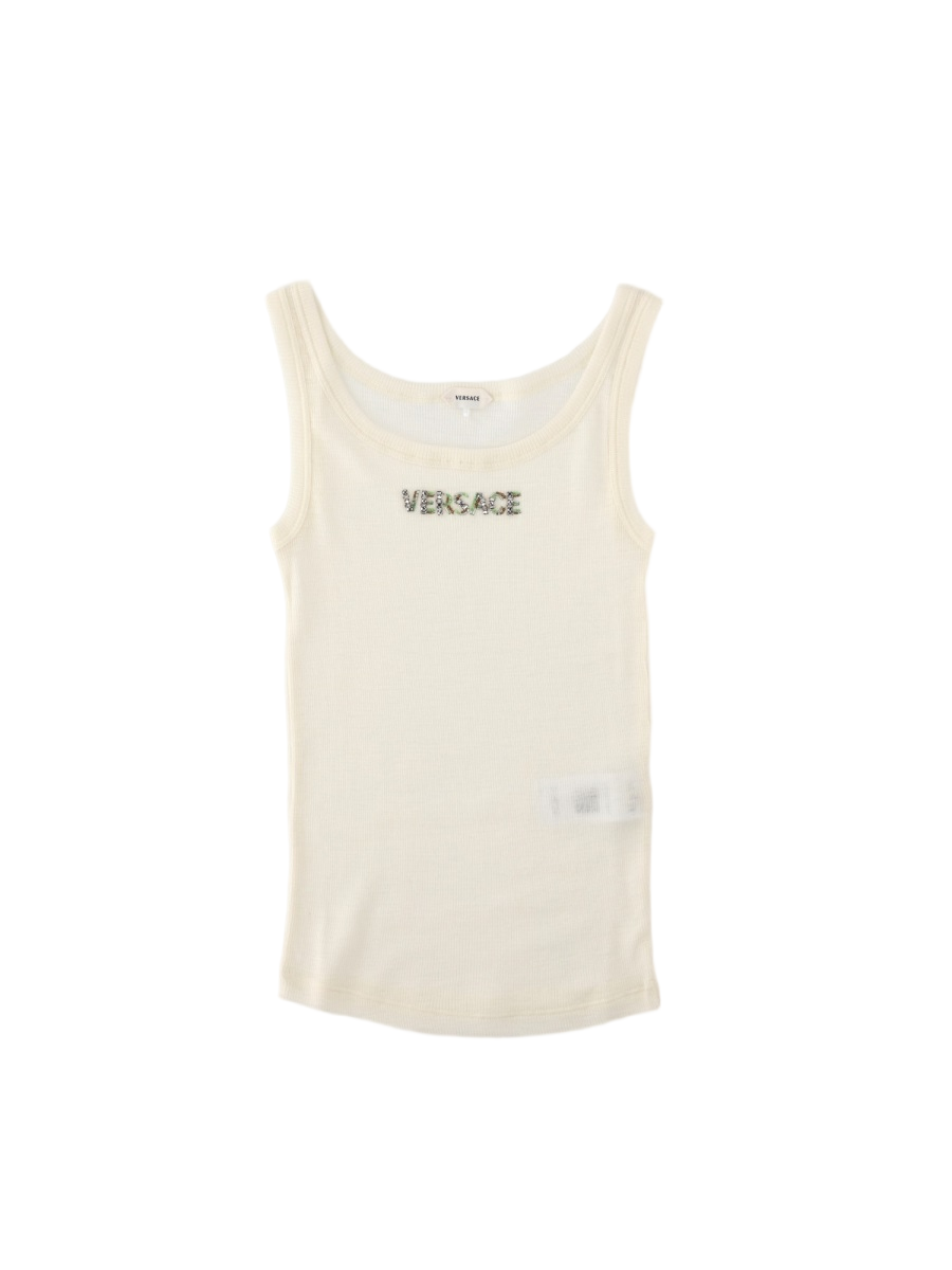 Beige Sleeveless Virgin Wool Top