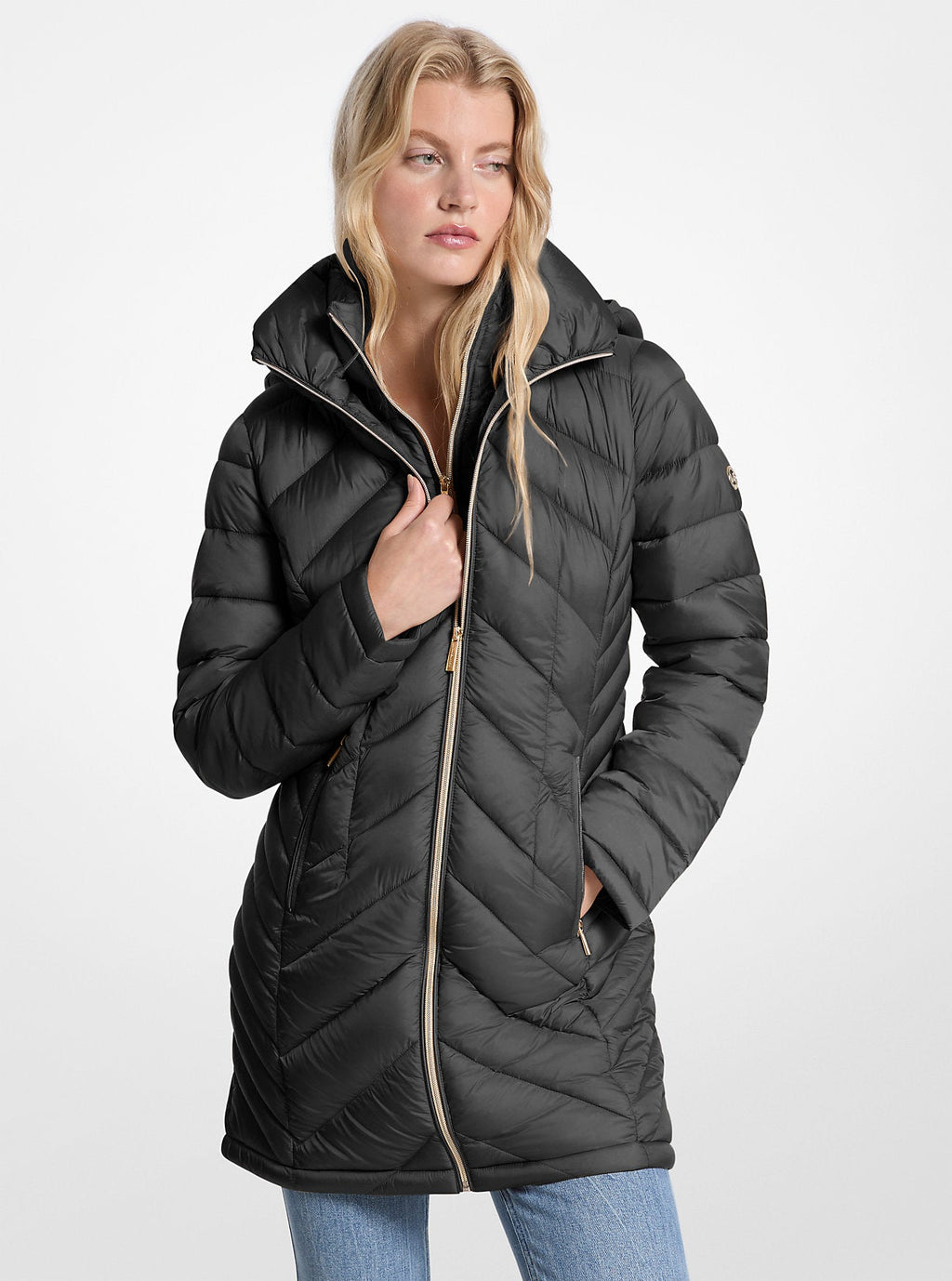 Packable Quilted Nylon Puffer Coat