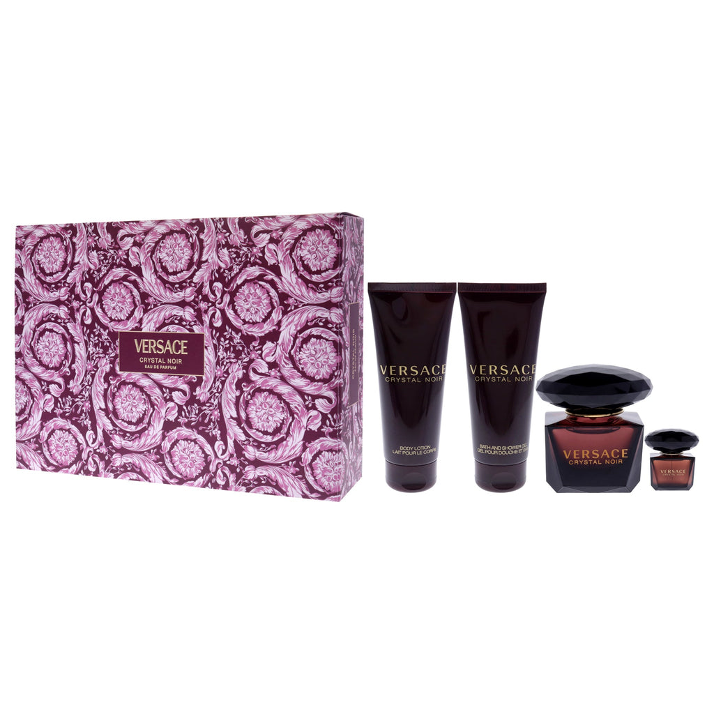 Versace Crystal Noir by Versace for Women - 4 Pc Gift Set 3oz EDP Spray, 0.17oz EDP Spray, 3.4oz Body Lotion, 3.4oz Shower Gel
