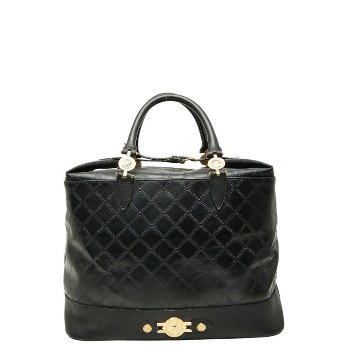 Versace gold Leather Boston Bag Tote Bag (Pre-Owned)