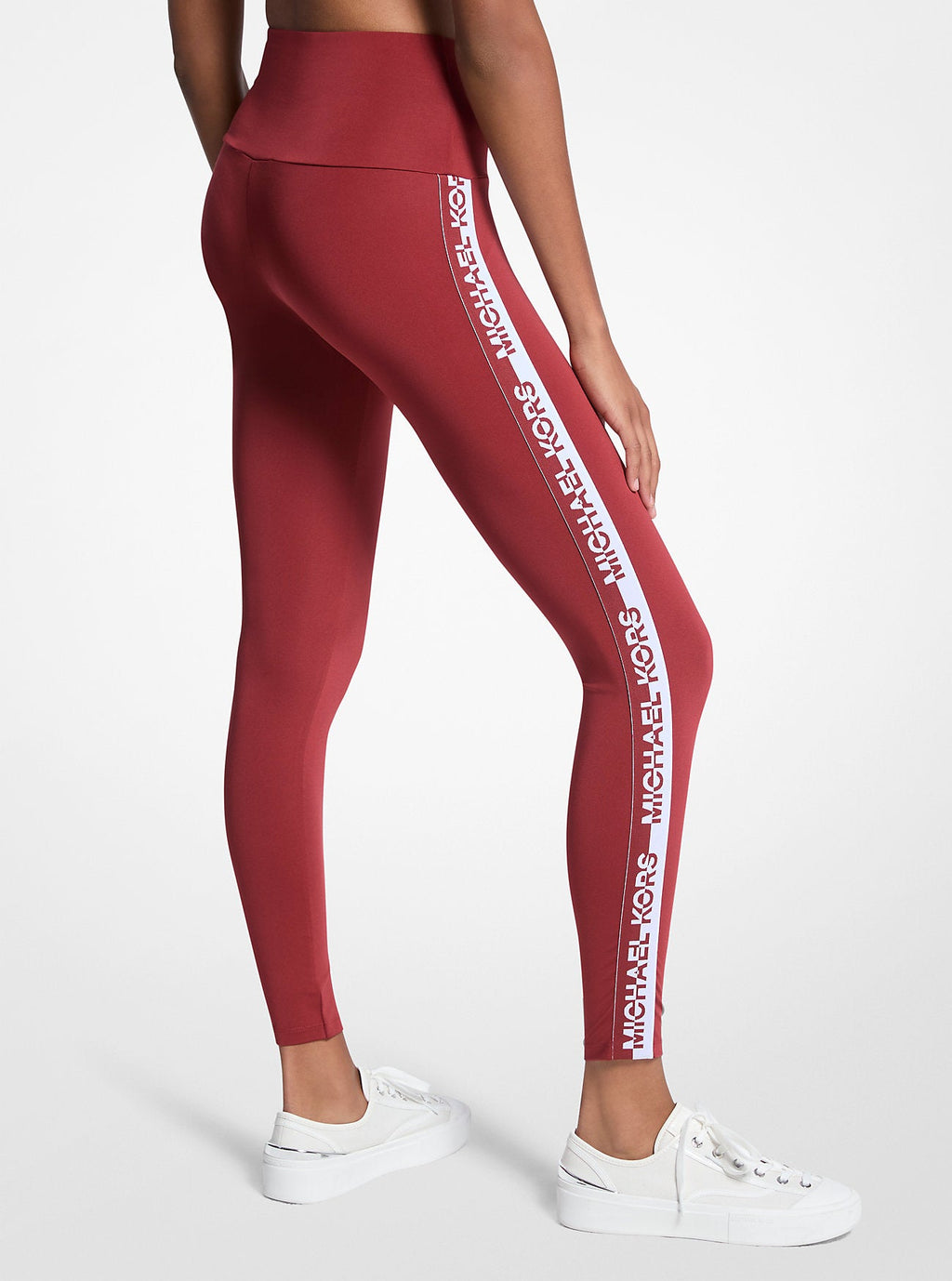 Stretch Knit Logo Tape High-Waisted Leggings