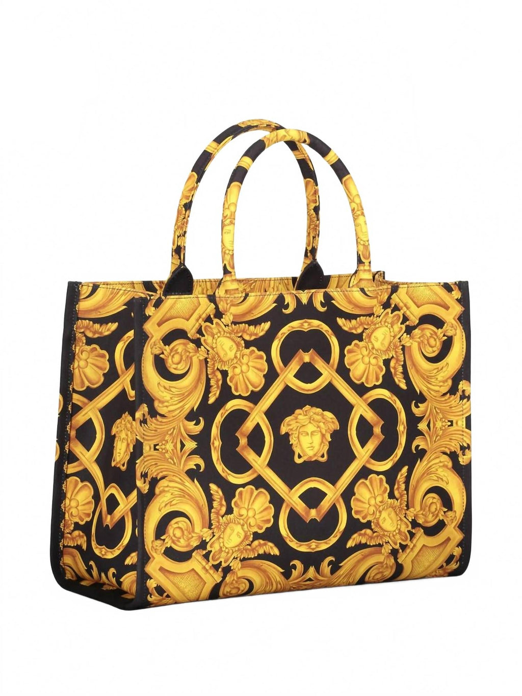 Women's Medusa Barocco Canvas Tote Bag In Black