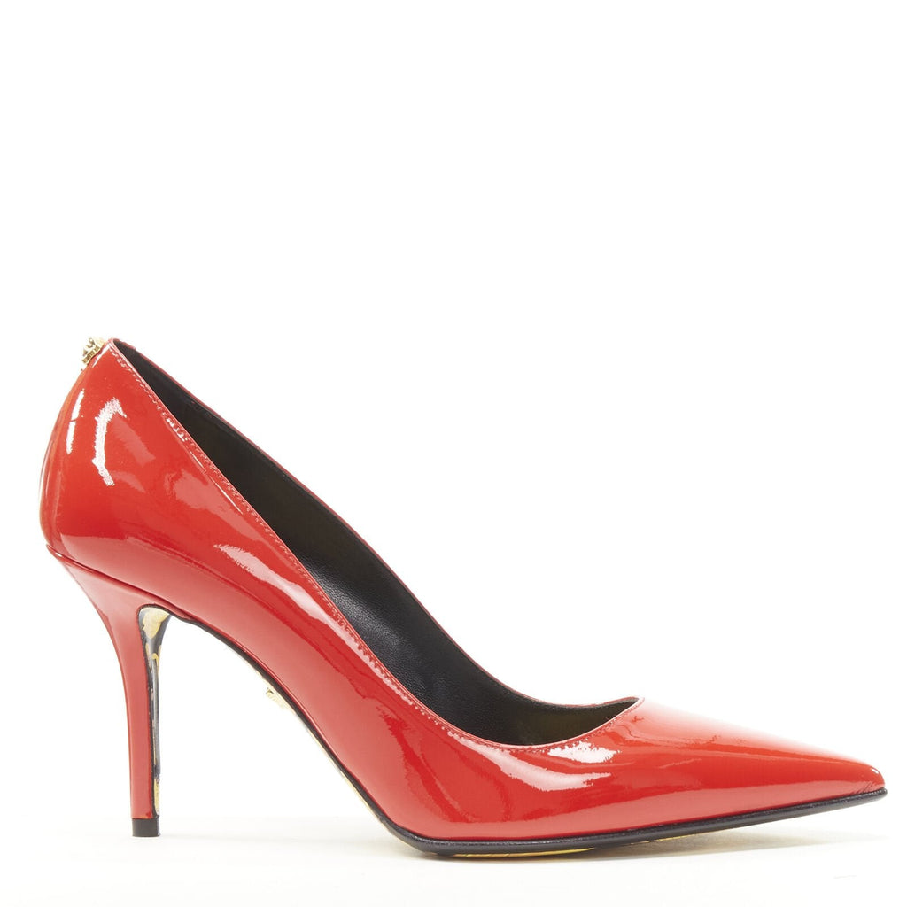 Versace red patent Medusa stud pumps