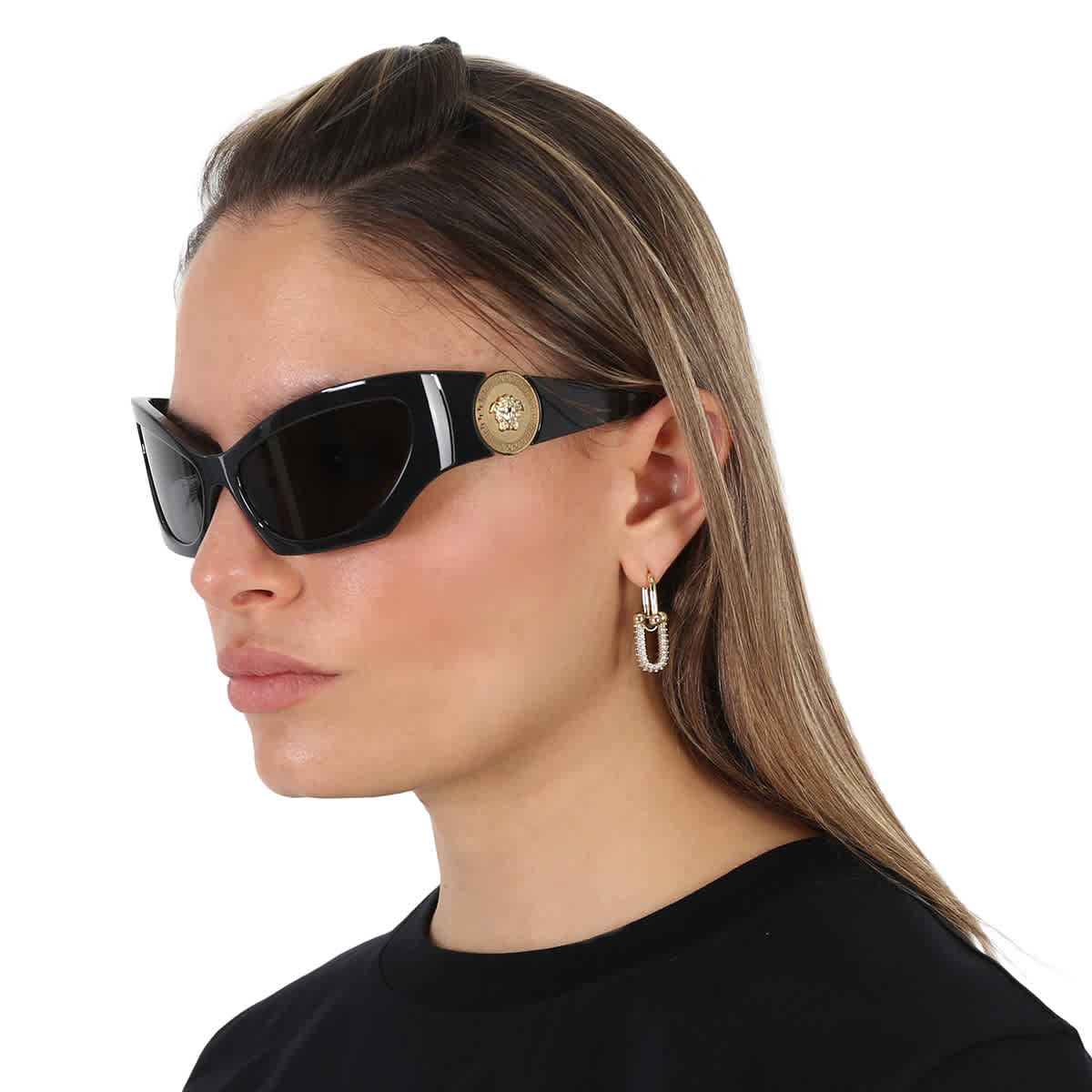 Versace Dark Grey Cat Eye Ladies Sunglasses VE4450 GB1/87 60