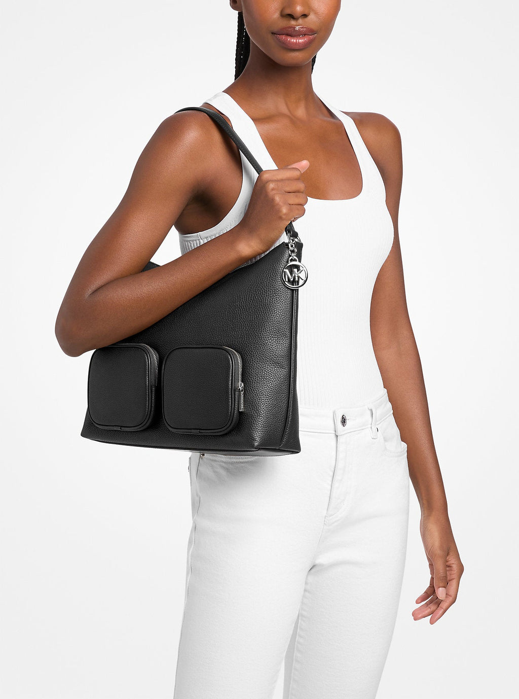 Merritt Large Pebbled Leather Cargo Shoulder Bag