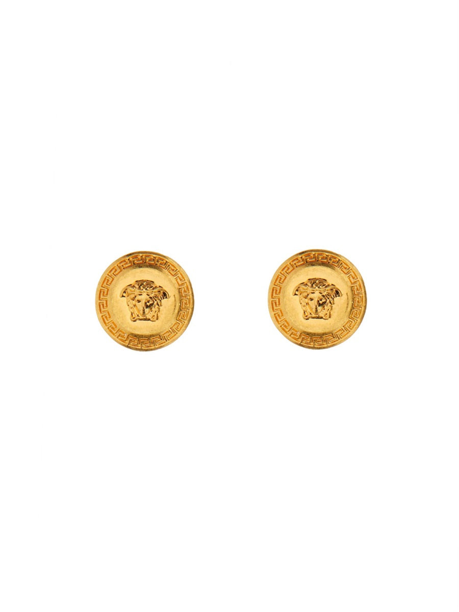Tribute Round Brass Medusa Earrings