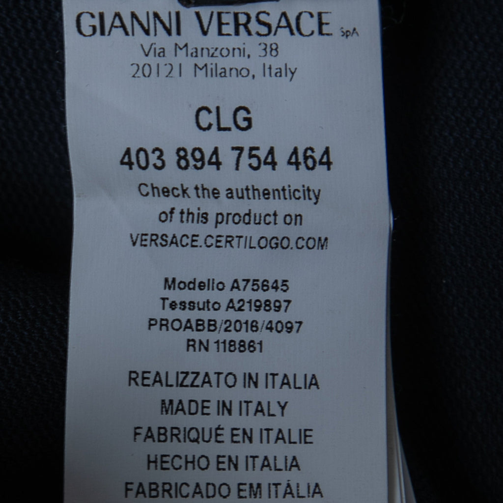 Versace Navy Blue Stretch Contrast Piping Detail Leggings