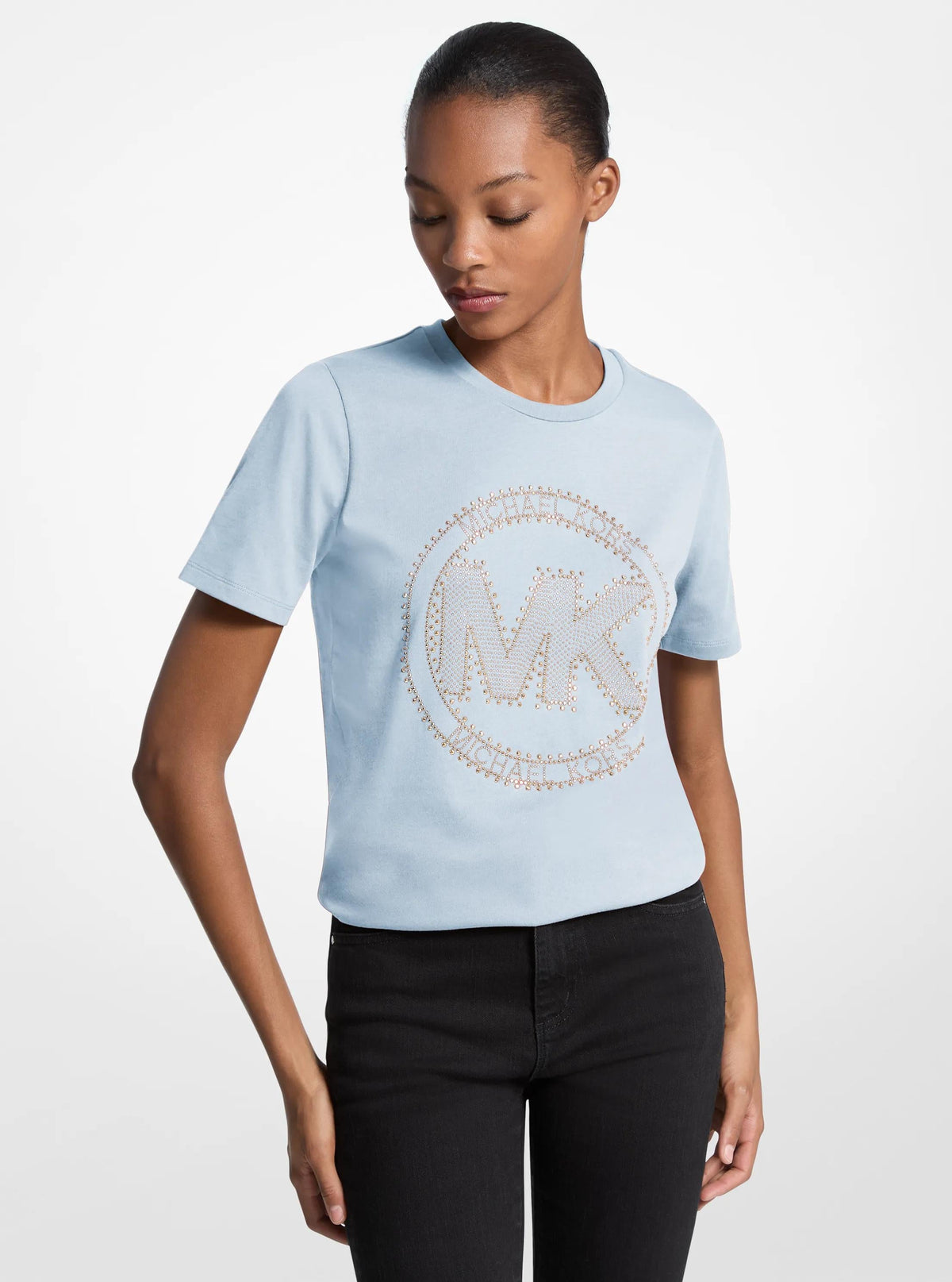 Studded Logo Charm Organic Cotton Jersey T-Shirt