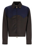 Contrasting Yoke Wool Mohair Zip Jacket