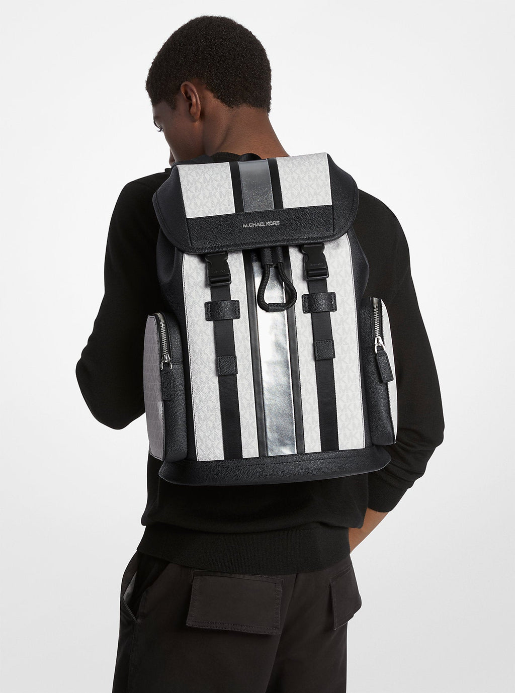 Cooper Metallic Striped Signature Logo Backpack