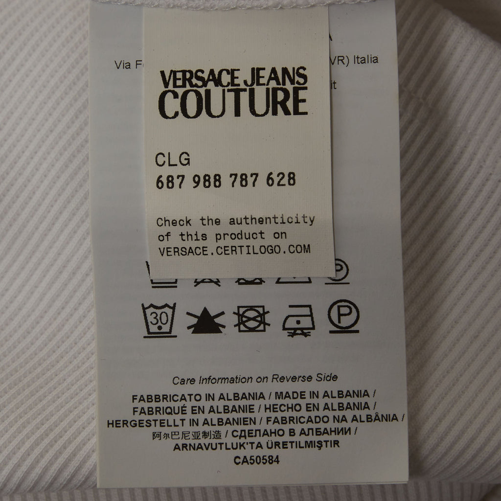 Versace Jeans Couture White Rib Knit Buckle Strap Midi Dress