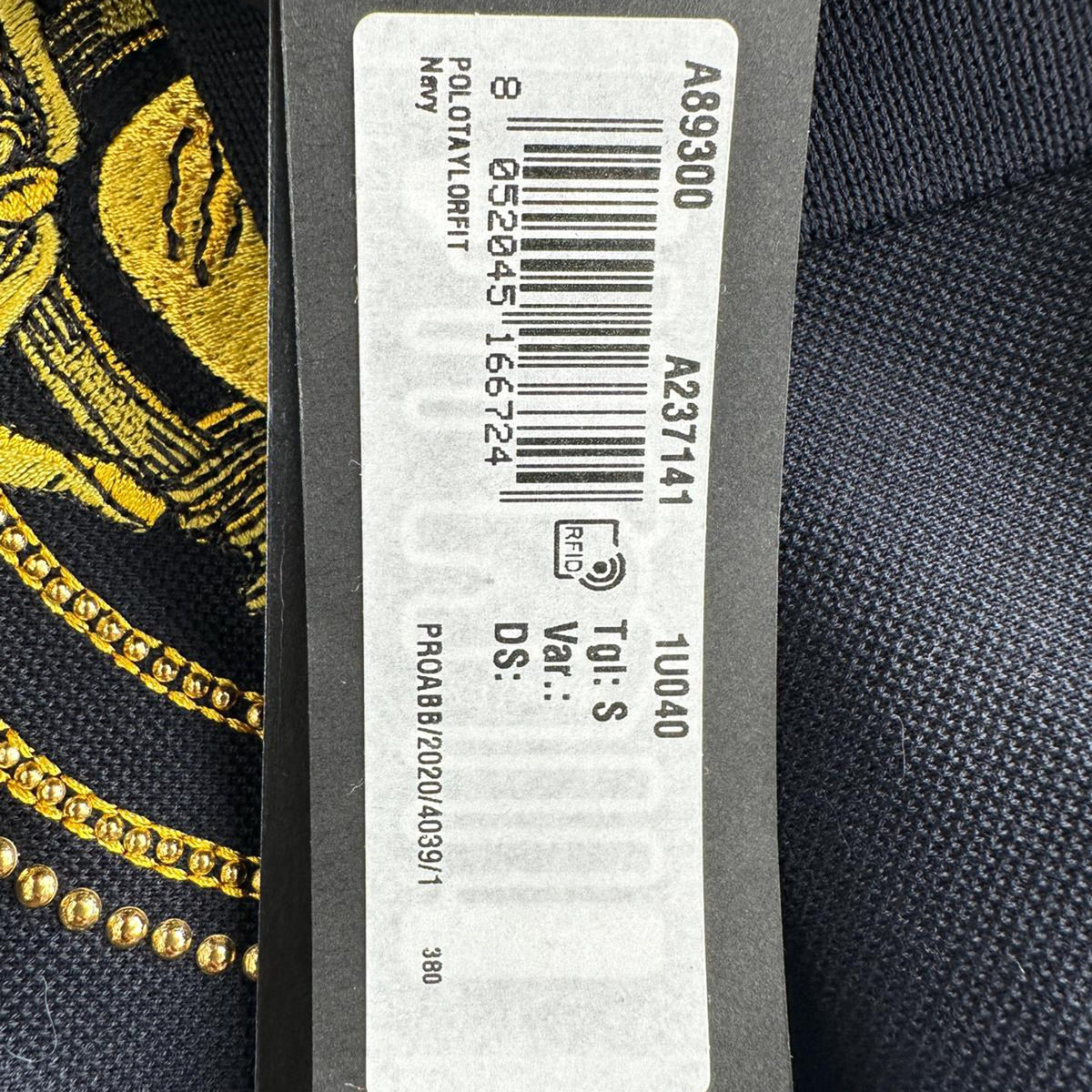 Versace Medusa Embroidered Polo Shirt in Navy Blue Cotton