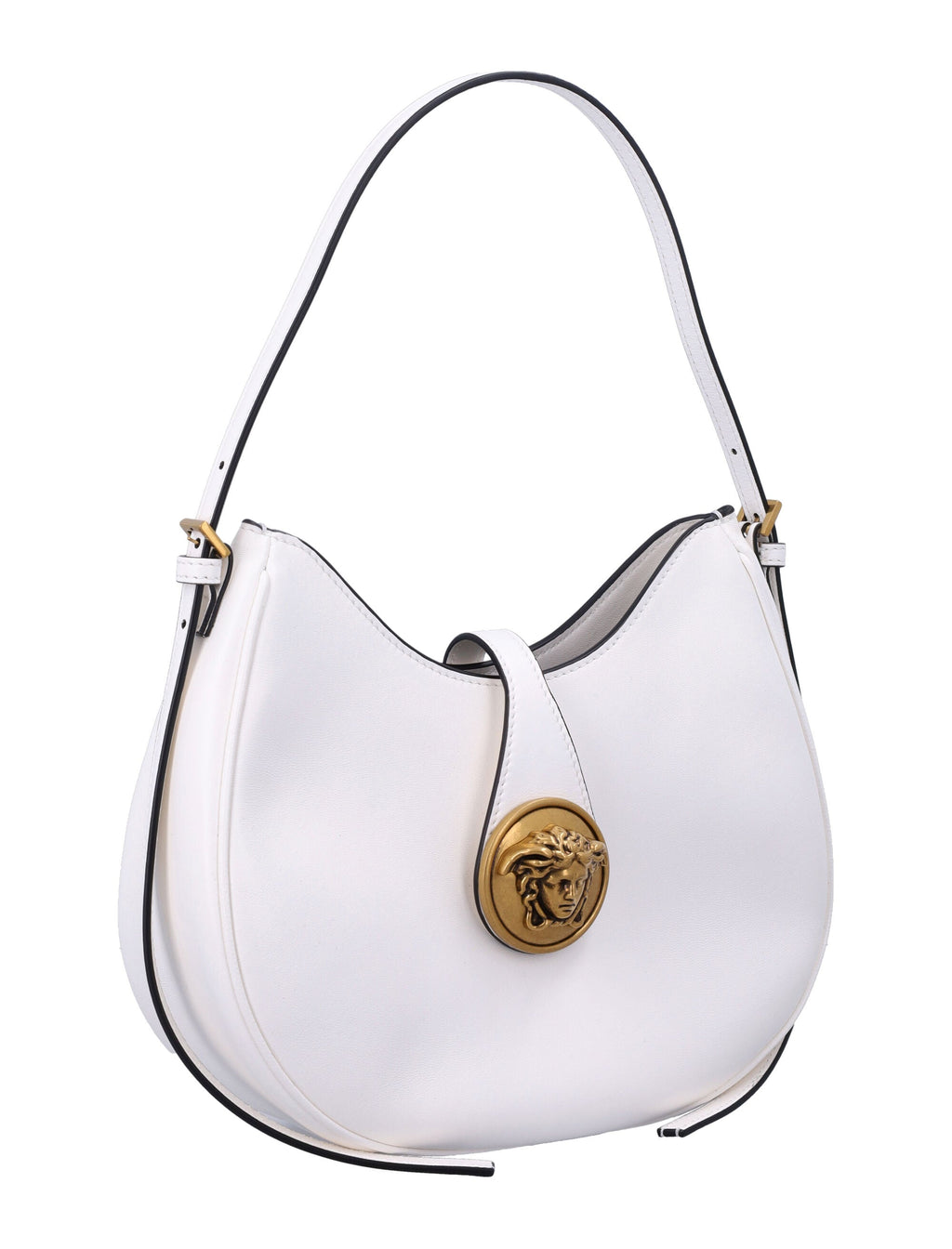 Small Hobo Curved Medusa Leather Shoulder Bag