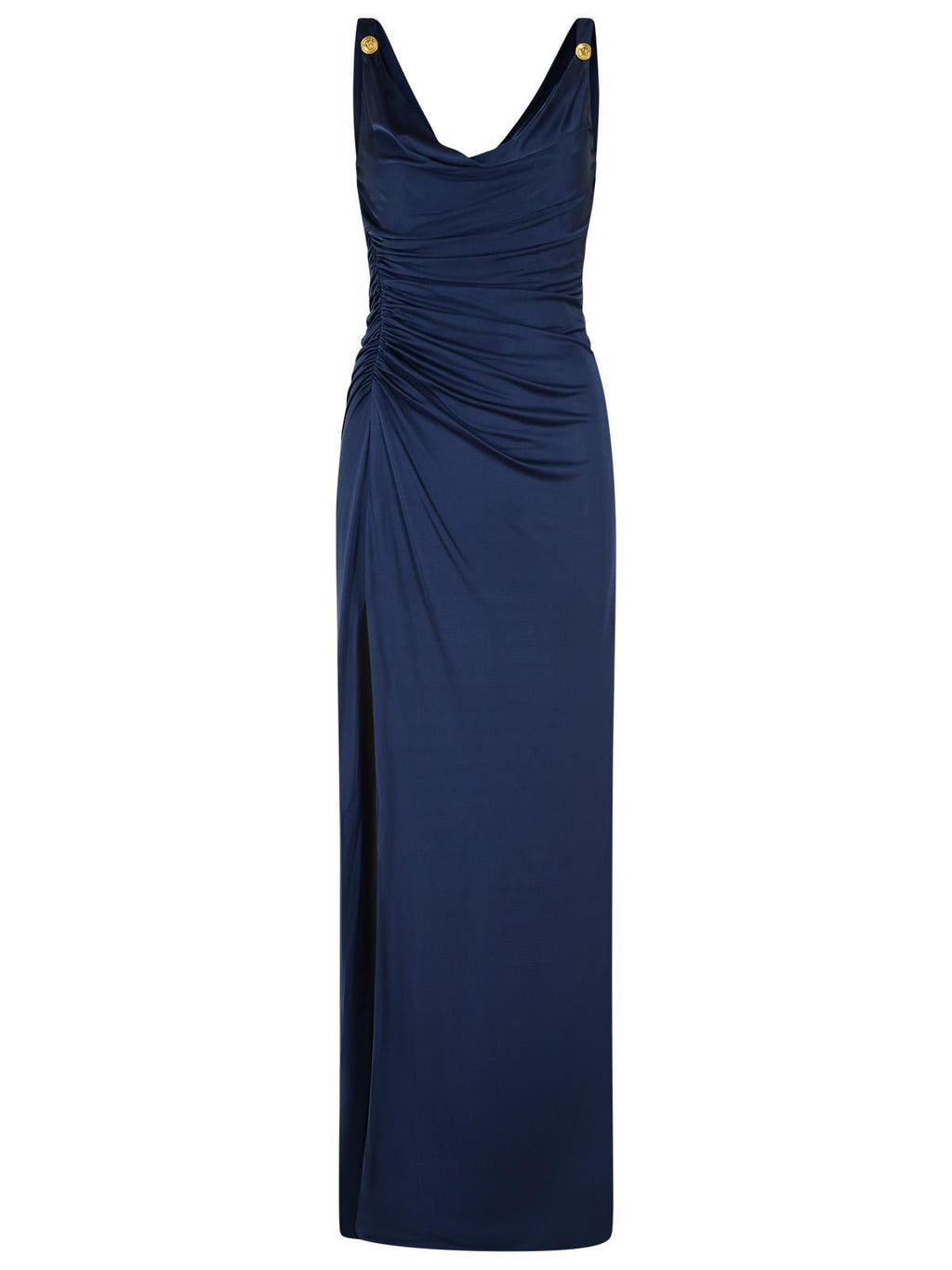 Blue Medusa Detail Viscose Gown Evening Dress