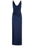 Blue Medusa Detail Viscose Gown Evening Dress