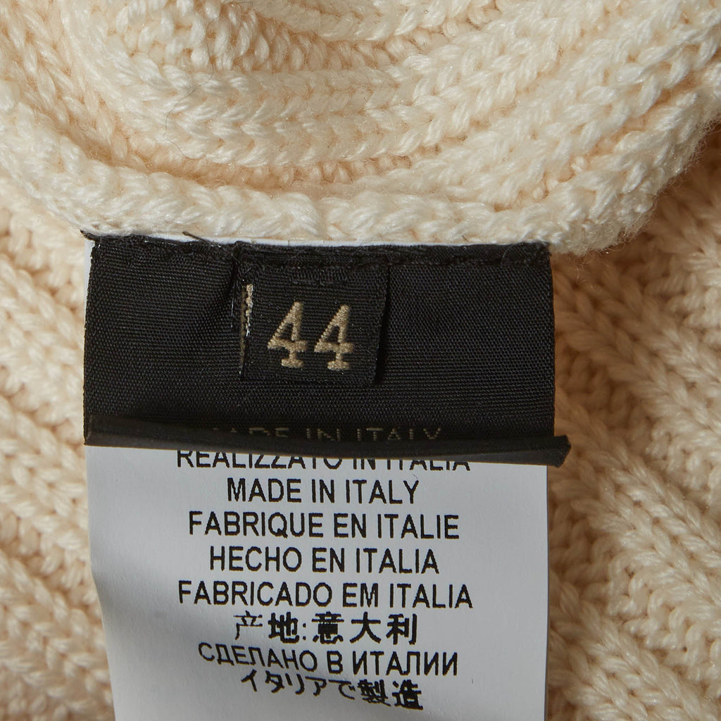 Versace Cream Rib Knit Turtle Neck Sweater