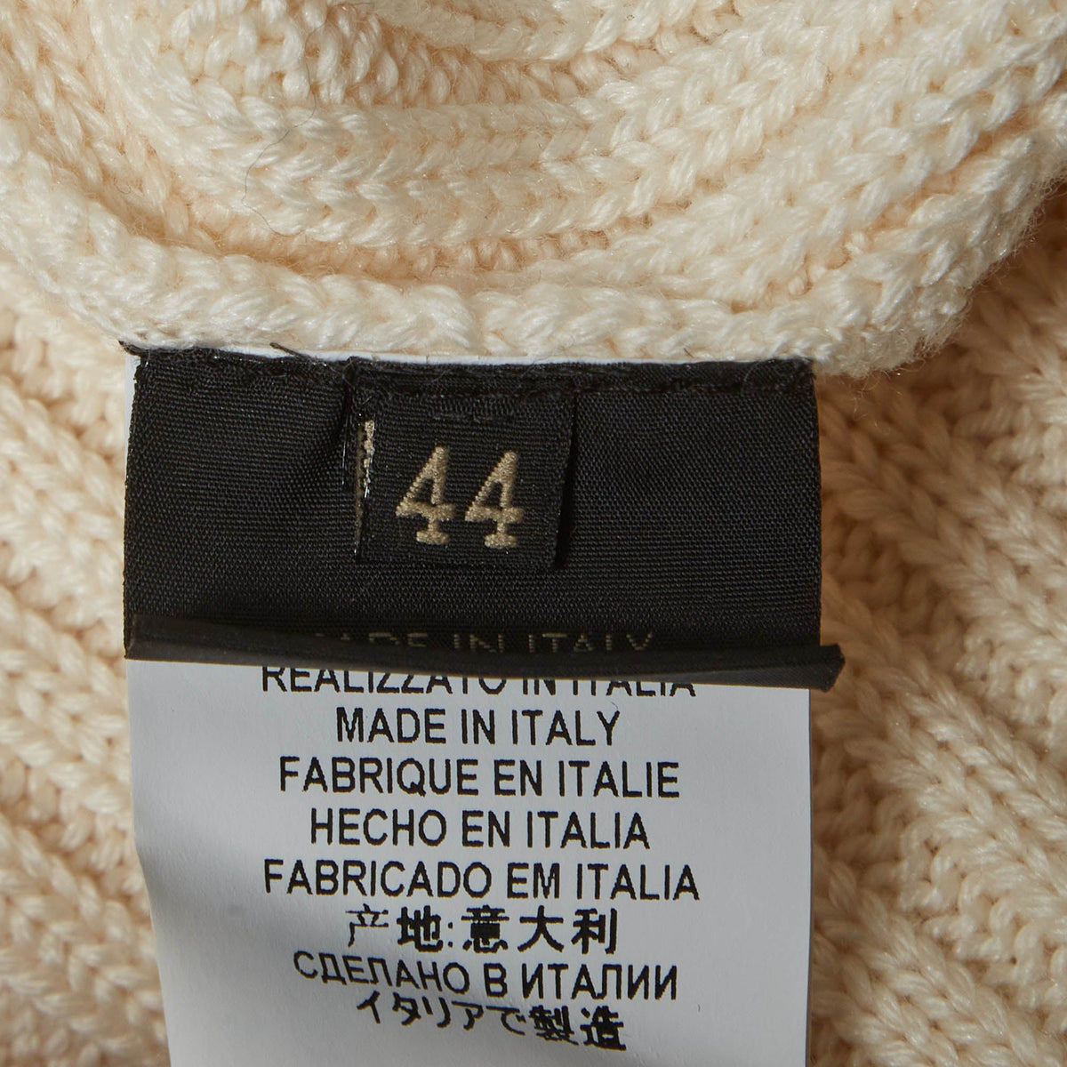 Versace Cream Rib Knit Turtle Neck Sweater