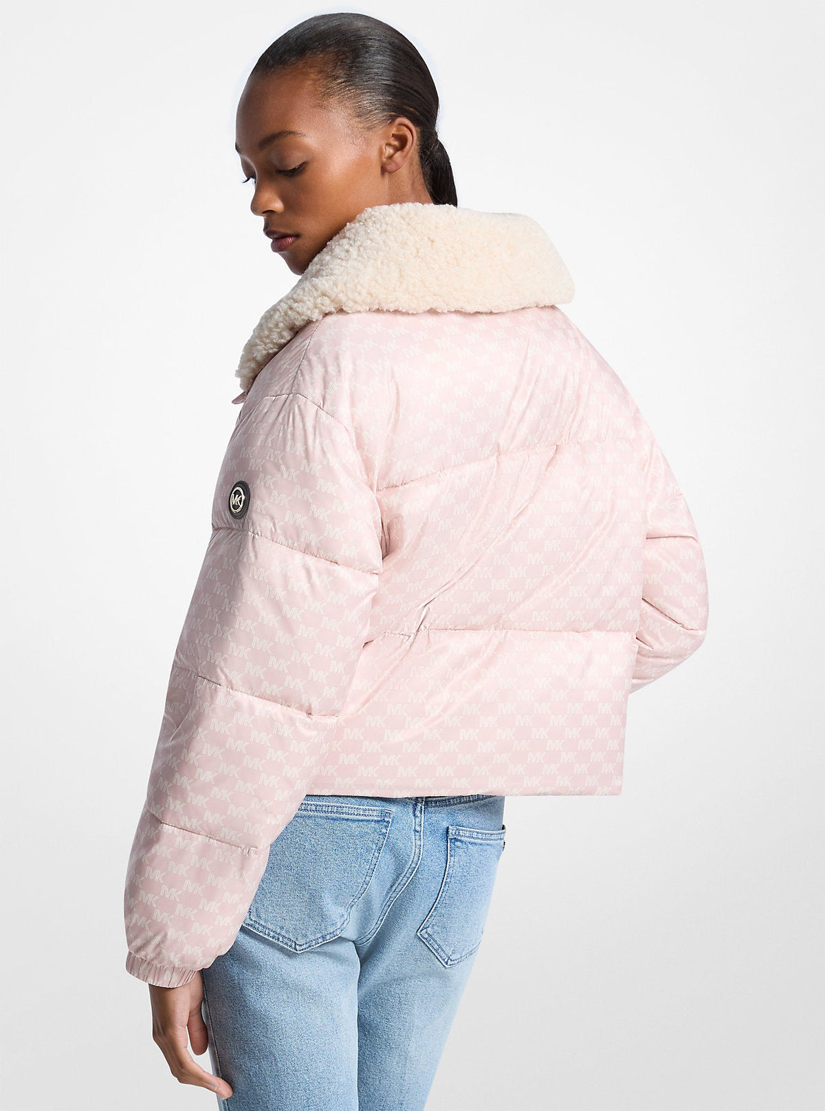 Logo Print and Sherpa Puffer Jacket