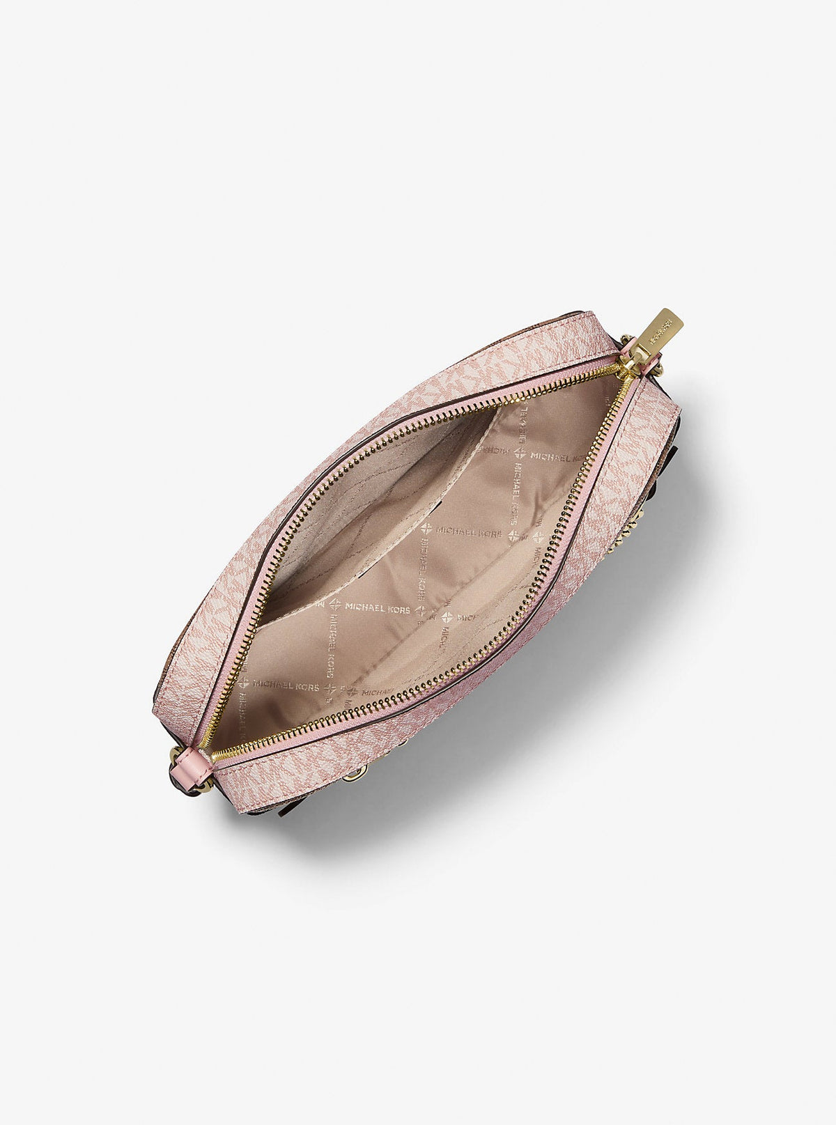 Jet Set Large Metallic Signature Logo Crossbody Bag