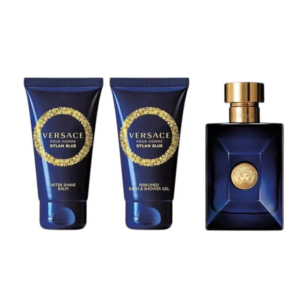 Dylan Blue by Versace for Men - 3 Pc Gift Set 1.7oz EDT Spray, 1.7oz After Shave Balm, 1.7oz Perfumed Bath Shower Gel