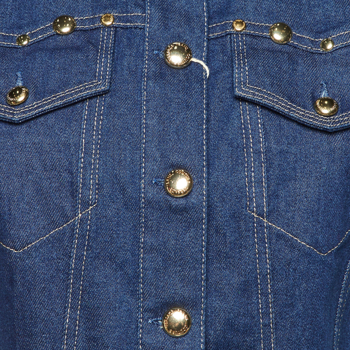 Versace Jeans Couture Blue Denim Studded Cropped Vest