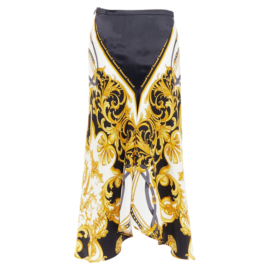 Versace Rodeo Barocco Silk Viscose Bias Cut Skirt