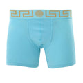 Men's Long Trunk With Greca Border In Light Blue/gold