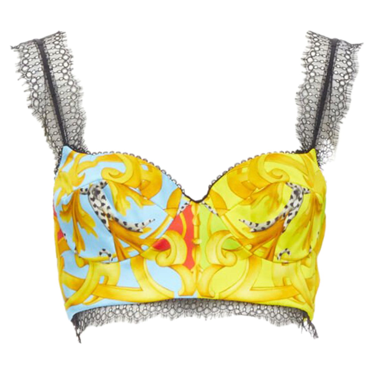Versace Barocco Acanthus Pop Lace Bustier Top