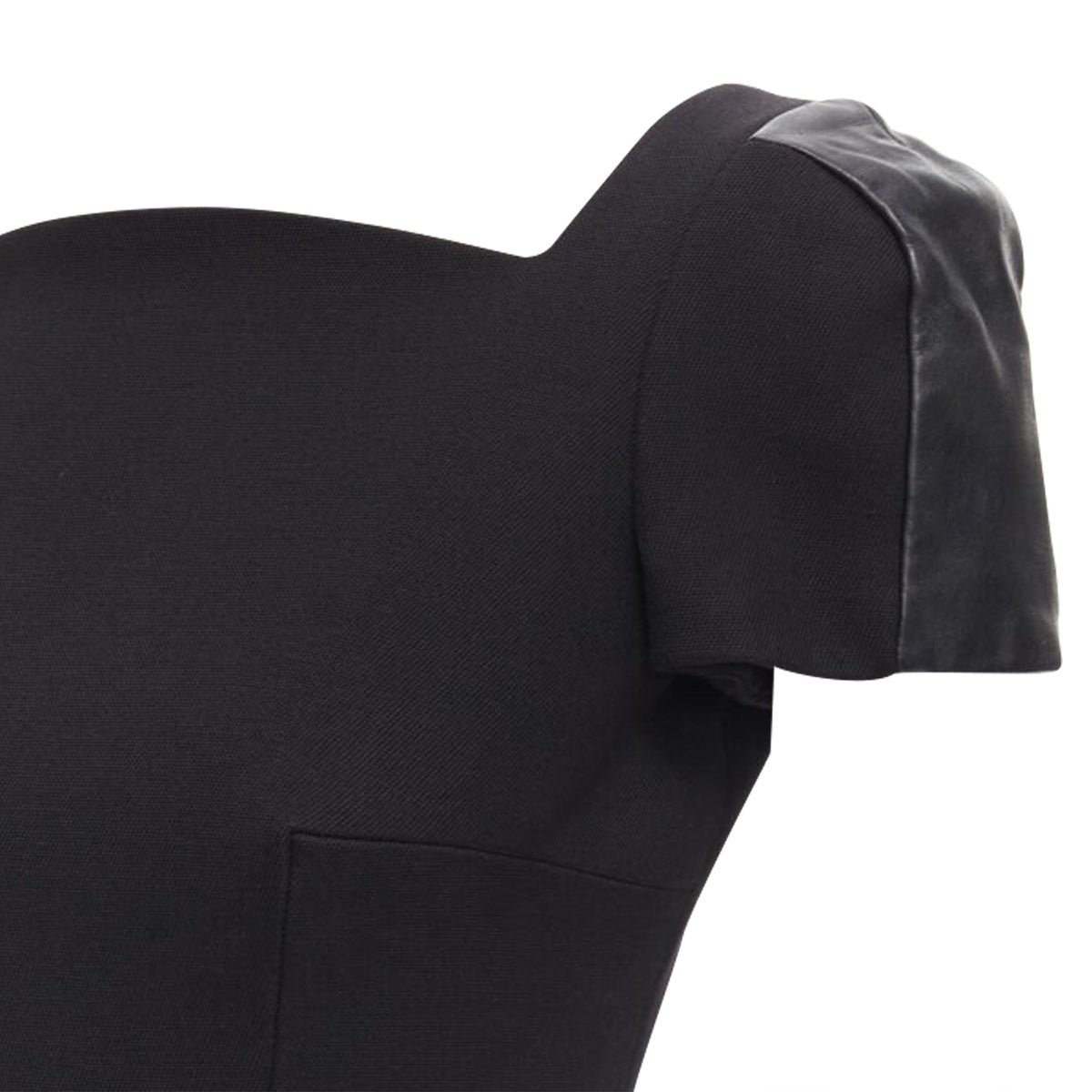 Versace square neckline leather cap sleeve bodycon sheath dress
