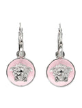 Medusa Motif Pink Enamel Hoop Earrings