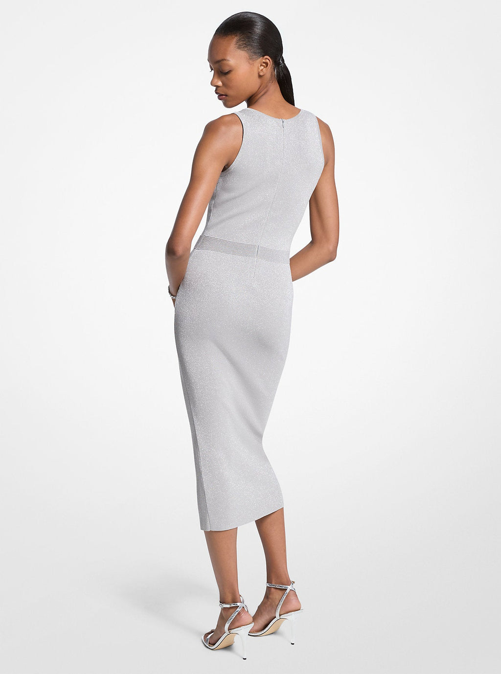Metallic Knit Midi Tank Dress