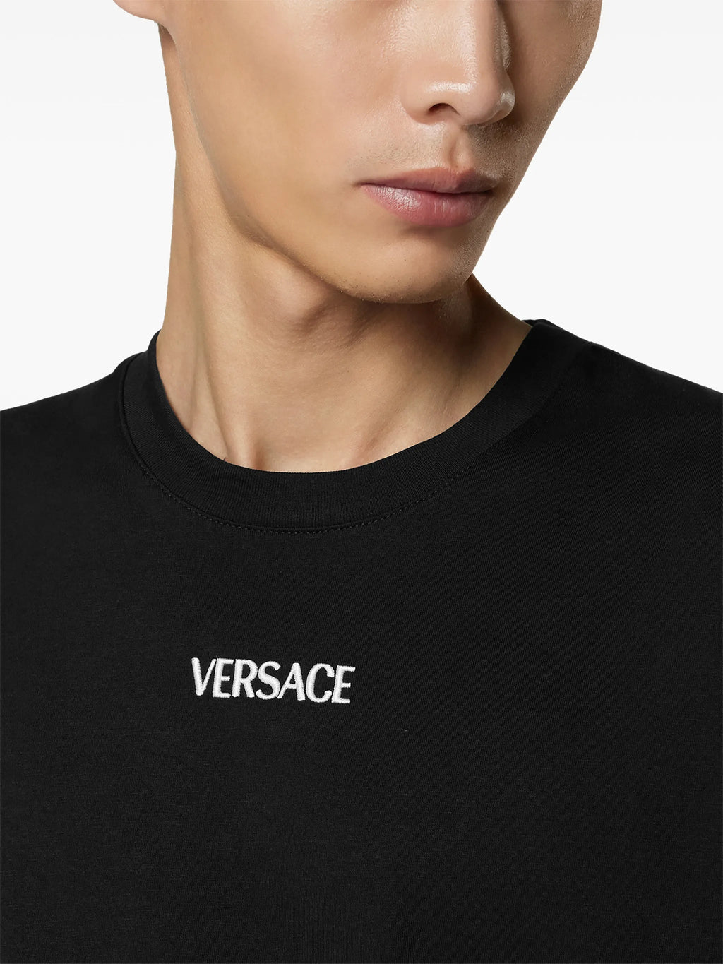 Black Minimalist Embroidered Logo Cotton T-shirt