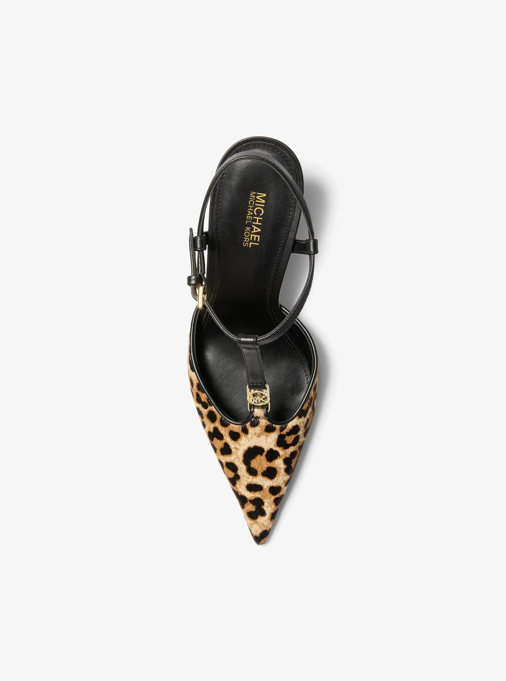 Nalia Leopard Print Calf Hair T-Strap Pump