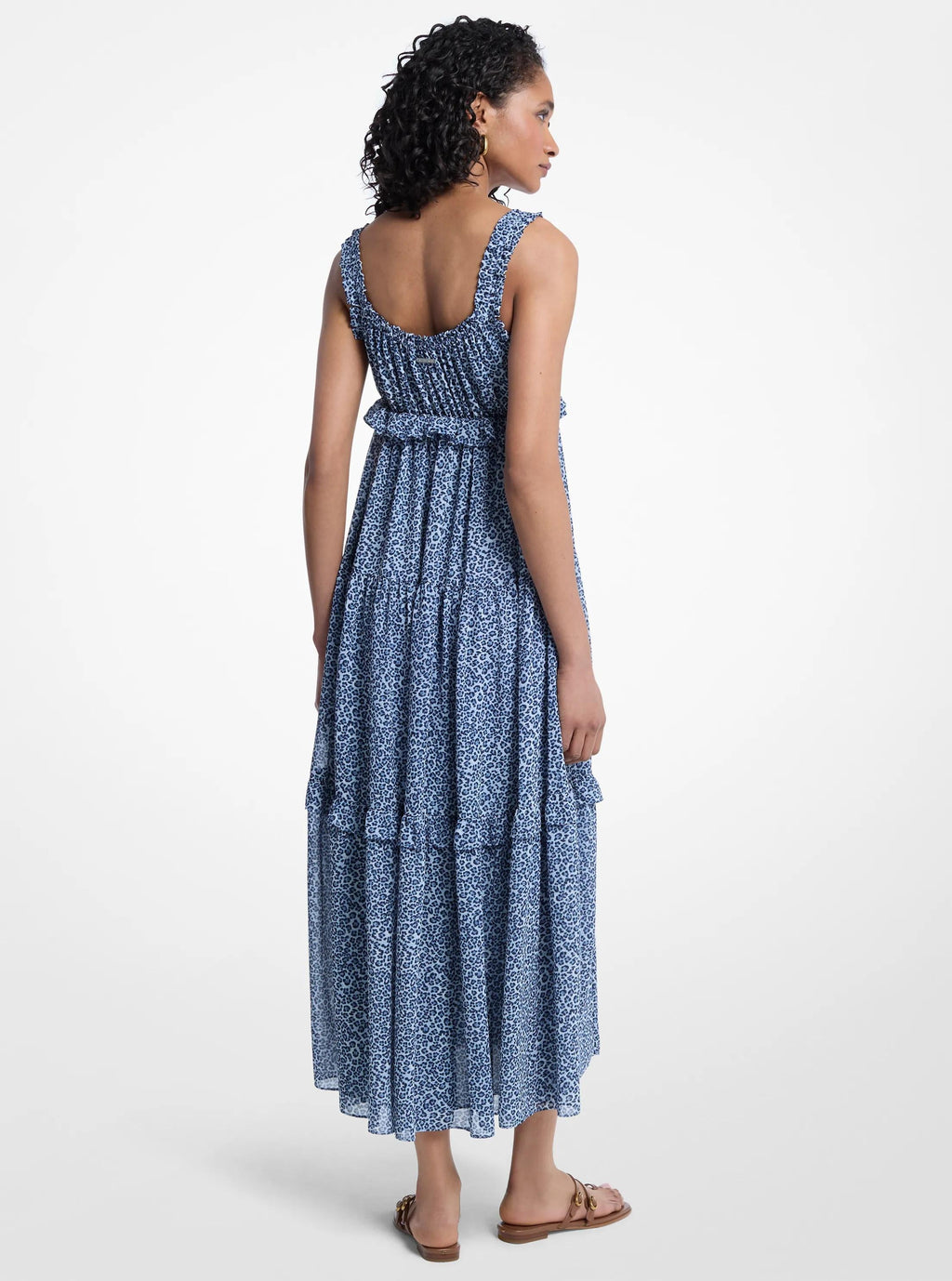 Leopard Print Georgette Tiered Dress