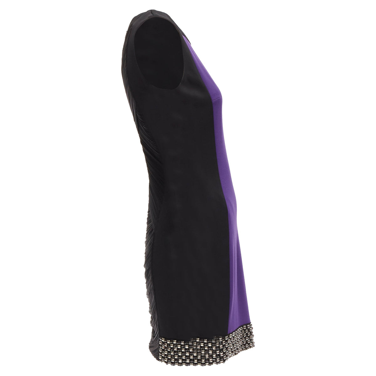 Versace Silk Blend Silver Studs Colorblock Mod Shift Dress