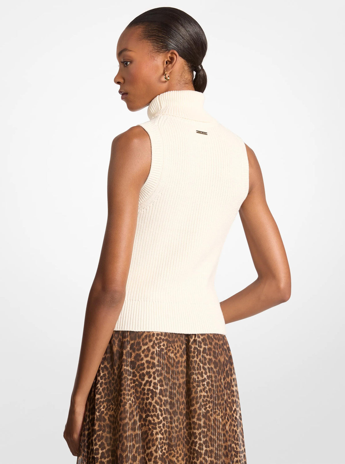 Cotton Blend Sleeveless Turtleneck