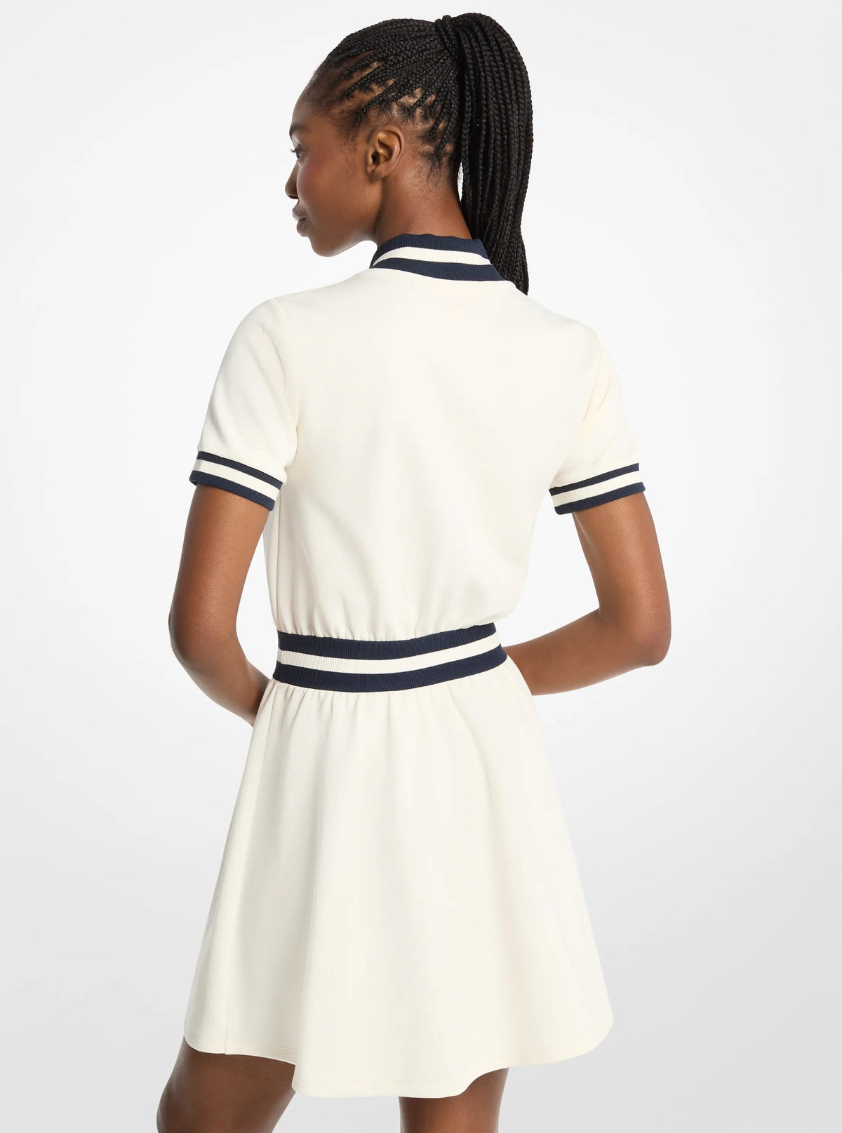 Cotton Blend Zip-Up Mini Dress