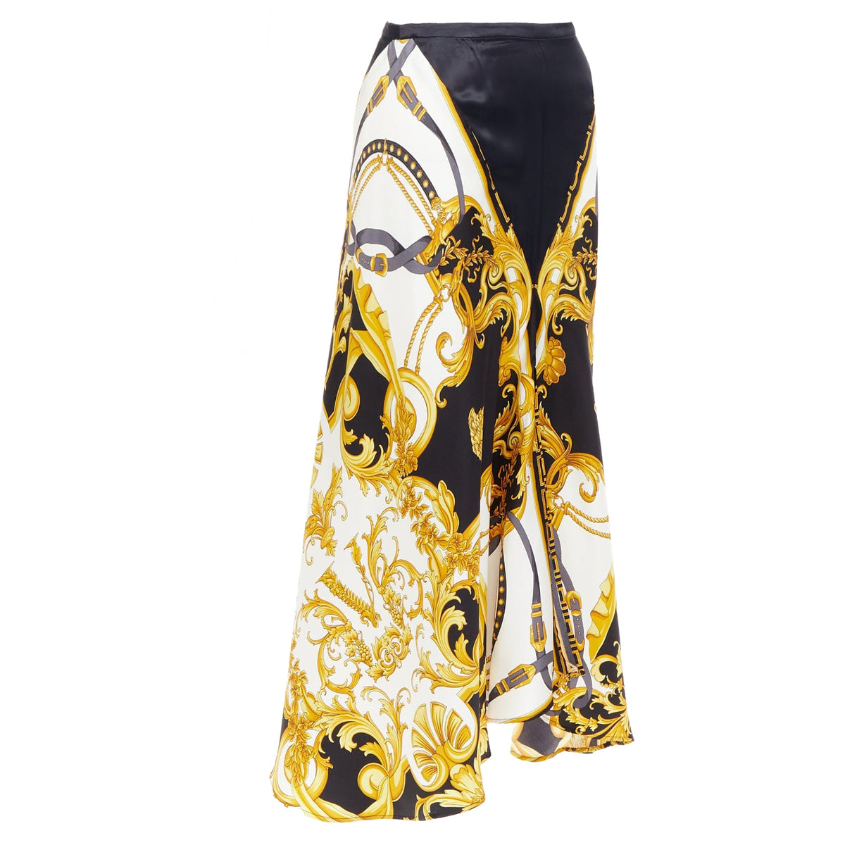 Versace Rodeo Barocco Silk Viscose Bias Cut Skirt