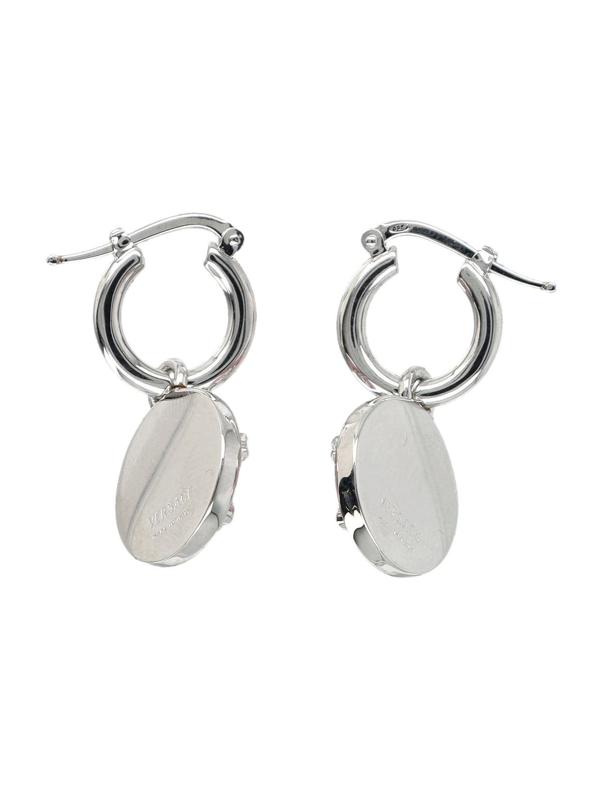 Medusa Motif Pink Enamel Hoop Earrings