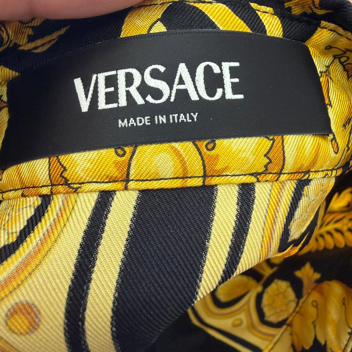 Versace Barocco-Print Mini Shirt Dress in Multicolor Silk