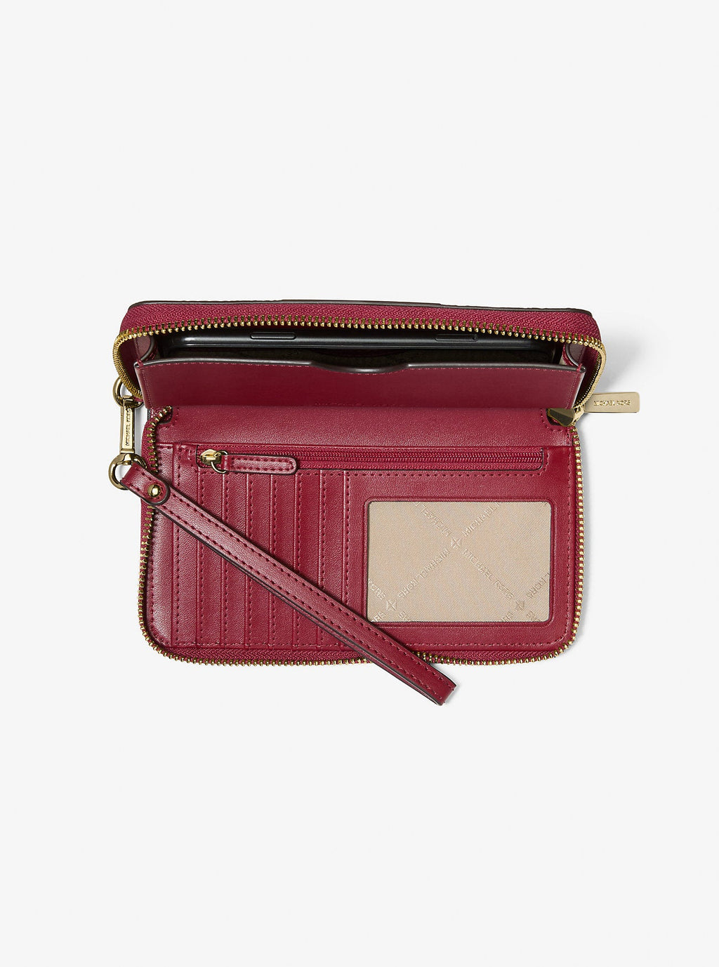 Jet Set Large Metallic Signature Logo Stripe Smartphone Wallet