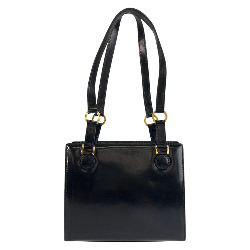 Versace Sunburst Black Enamel Shoulder Tote