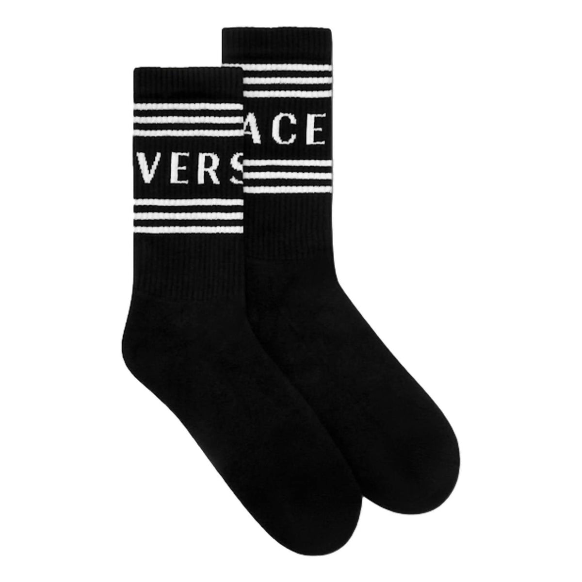 Unisex 90S Style Vintage Logo Tube Socks In Black
