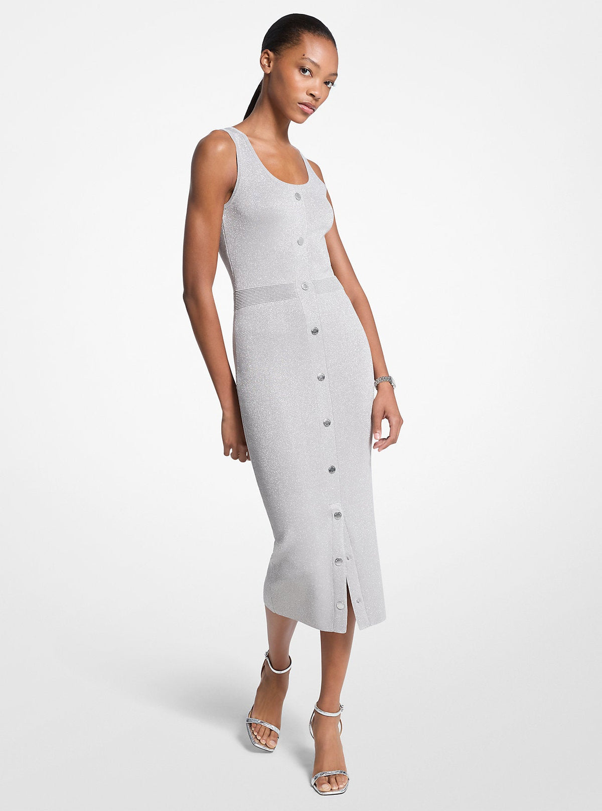 Metallic Knit Midi Tank Dress