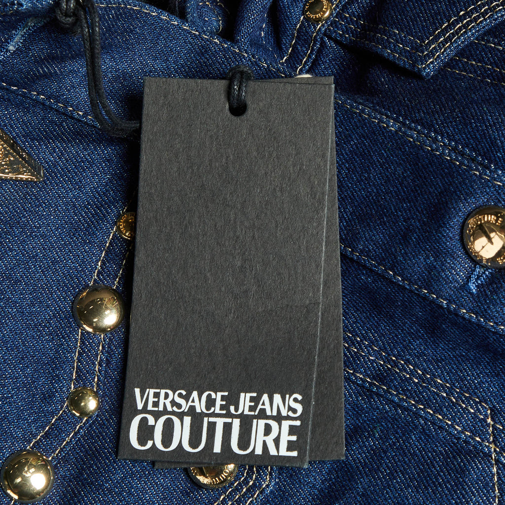 Versace Jeans Couture Blue Denim Studded Cropped Vest