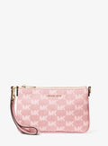 Jet Set Travel Small Logo Jacquard Denim Wristlet