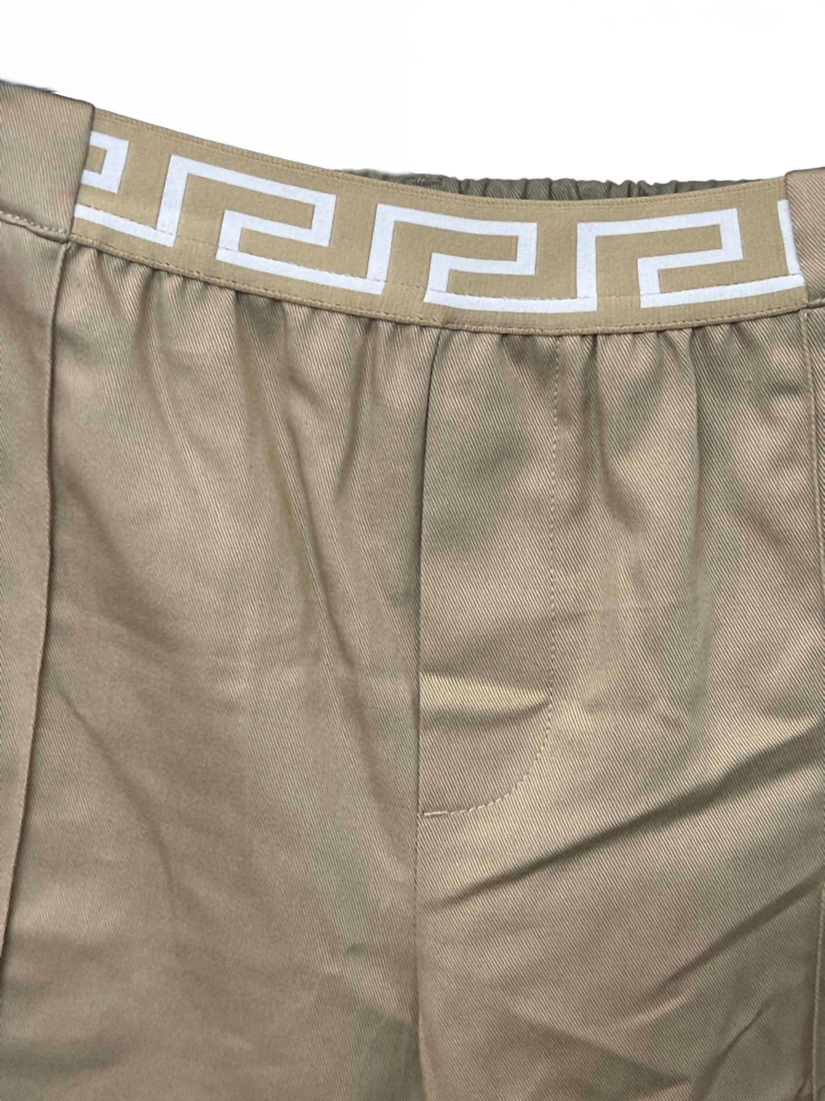 Boys' Greca Cotton Twill Shorts In Tan