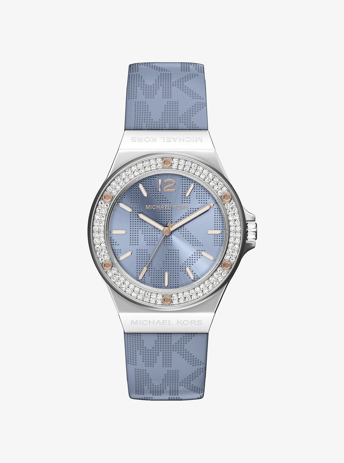 Lennox Pavé Silver-Tone and Logo Strap Watch