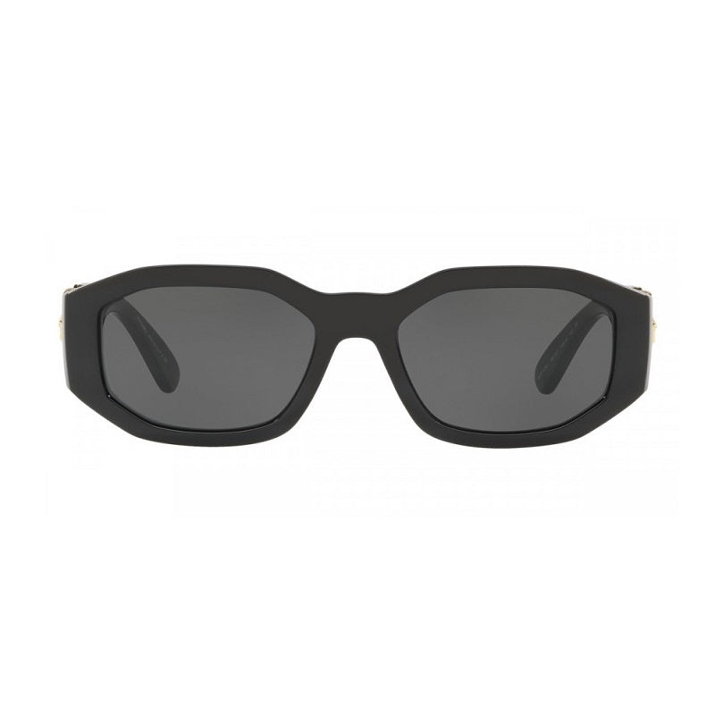 Versace Sunglasses Oval Full Rim, Black Frame And Dark Grey Lens Ve4361Fgb1/87